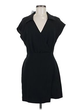 Mango Basics Collared Mini Wrap Dress - Black